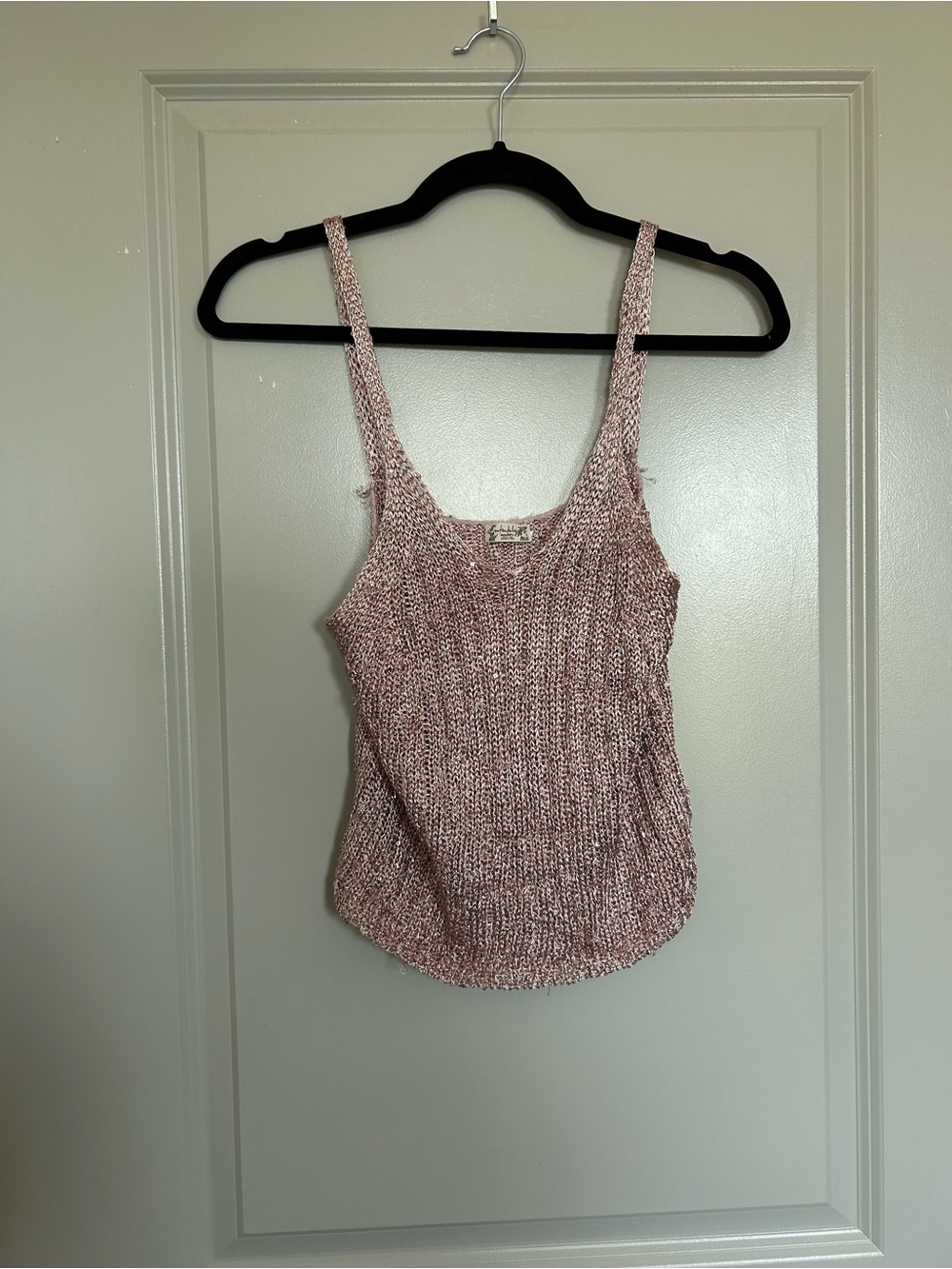 Intimately Free People Metallic Knit Scoop-Neck Tank in Dusty Pink